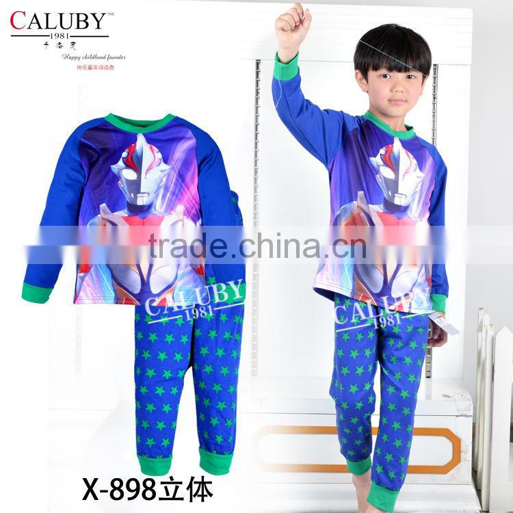 2015 autumn kid pajamas set boy sleepwear long sleeve pyjamas big hero/cars/spiderman/ultraman