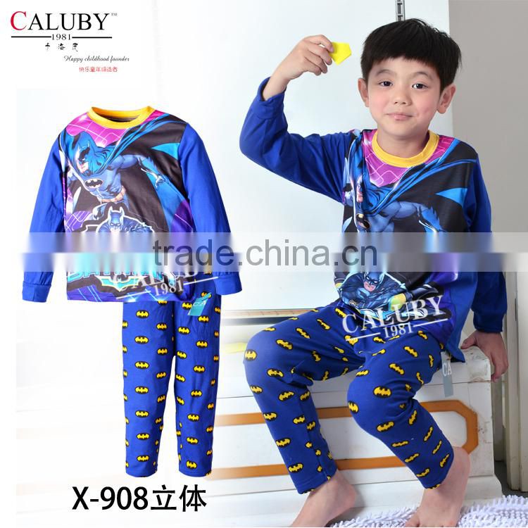 2015 autumn kid pajamas set boy sleepwear long sleeve pyjamas big hero/cars/spiderman/ultraman