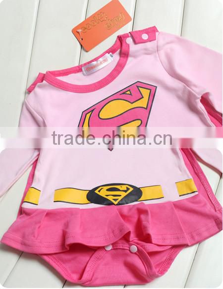 2015 baby COS play rompers long sleeve superman romper + cloak
