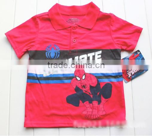 2015 spiderman boys clothing set children tracksuit t-shirt and pants set stripe clothing set
