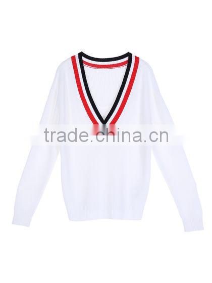 V-neck fashion women custom long sleeve shirt