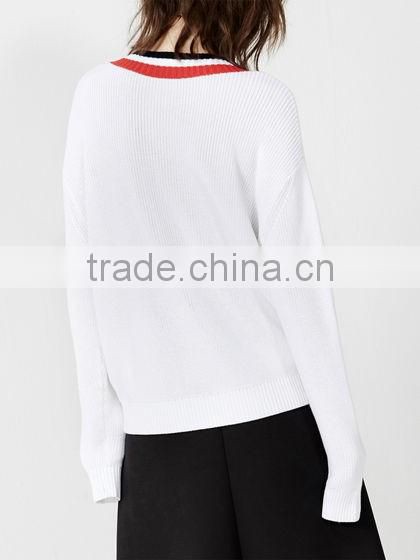 V-neck fashion women custom long sleeve shirt