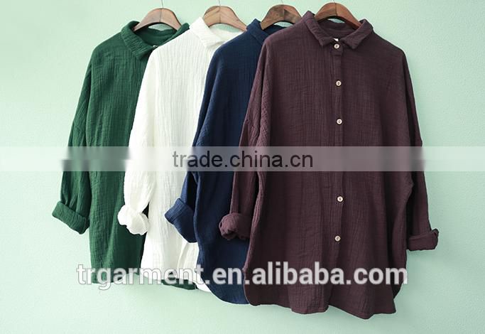 girl clothing plus size linen women blouse plain shirts