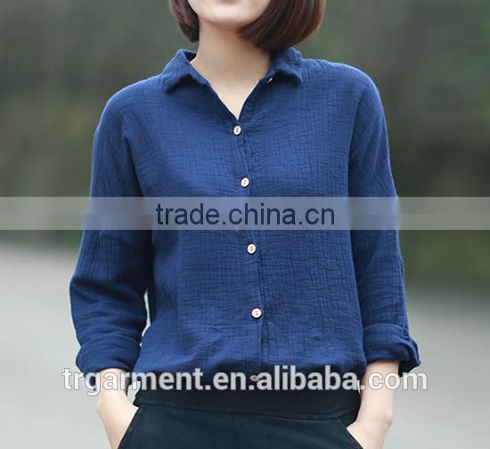 girl clothing plus size linen women blouse plain shirts
