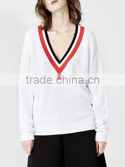 V-neck fashion women custom long sleeve shirt
