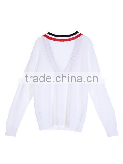 V-neck fashion women custom long sleeve shirt