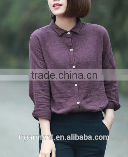 girl clothing plus size linen women blouse plain shirts
