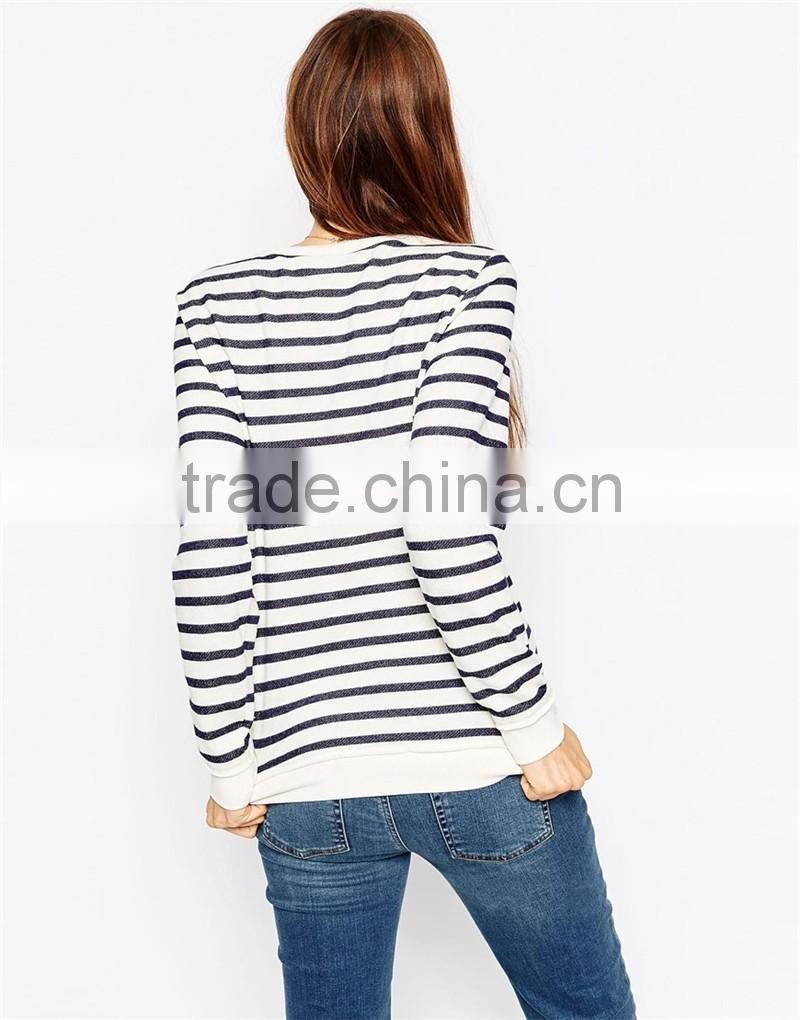 O-collar strips women casual hoodies without hood OEM service