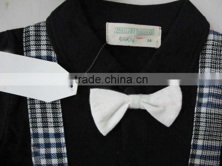 Infant Boy Rompers With Bow-tie Baby One Piece Romper Kids Climb Clothes Toddler Plaid Jumpsuits RR40319-1