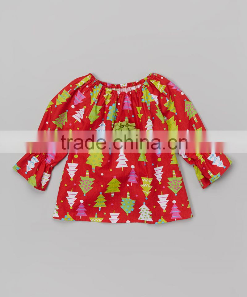 New Fashion Autumn Girls O-Neck Digital Printing Christmas Tree Pattern Girl Dress Z-GD80724-23