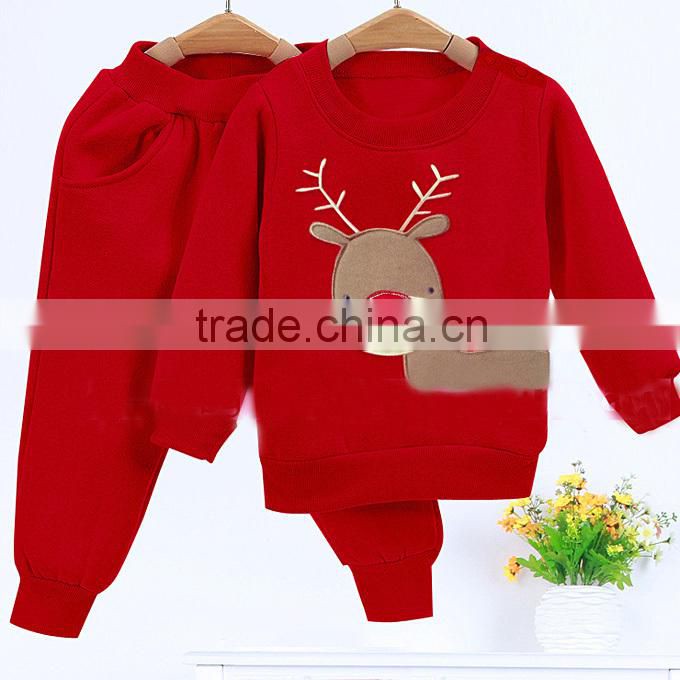 2015 Hot Sale Boy And Girl Flower Clothing Sets With fawn Pattern 2 Piece Children Casual Clothes CS41011-5