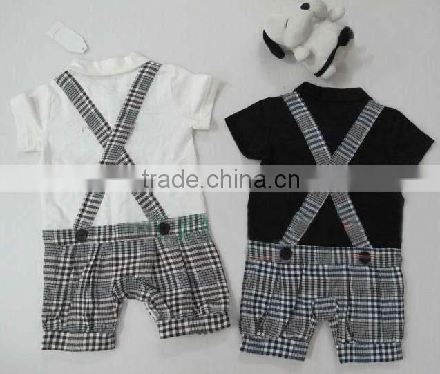 Infant Boy Rompers With Bow-tie Baby One Piece Romper Kids Climb Clothes Toddler Plaid Jumpsuits RR40319-1