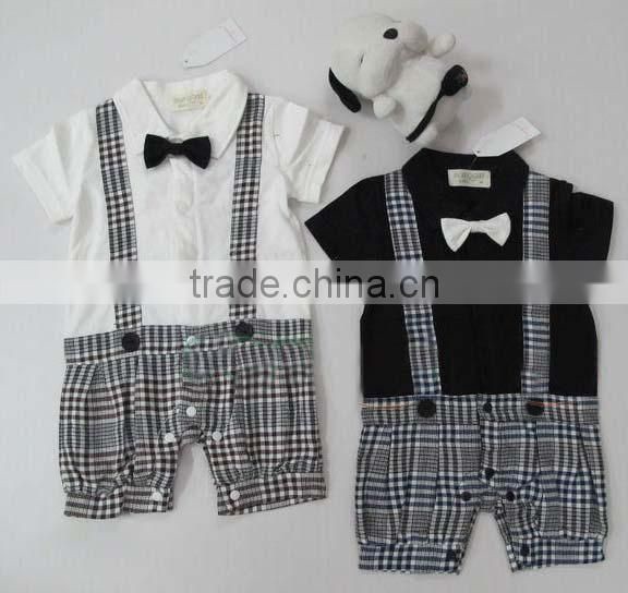 Infant Boy Rompers With Bow-tie Baby One Piece Romper Kids Climb Clothes Toddler Plaid Jumpsuits RR40319-1