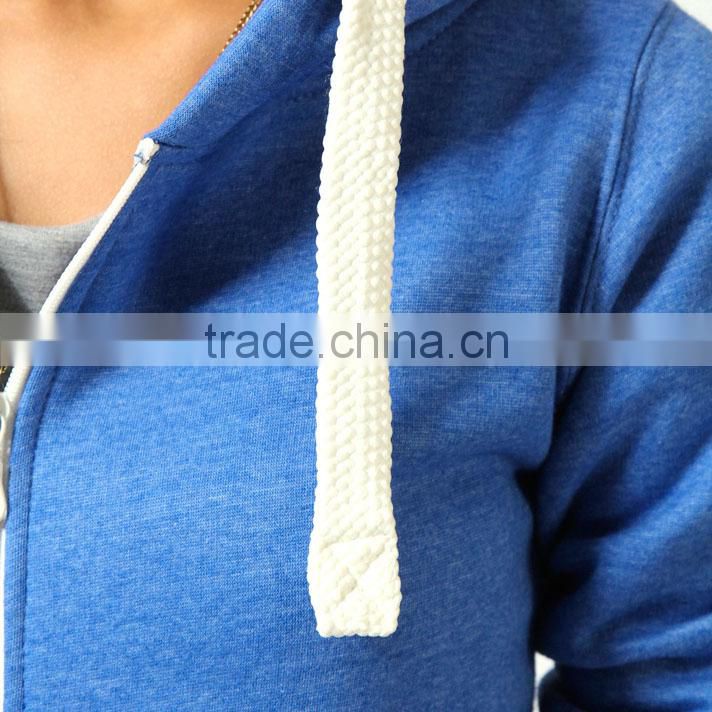 Plain blue color good price fahion lady hoody jacket