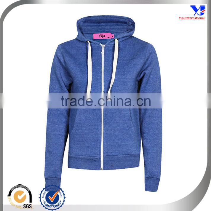 Plain blue color good price fahion lady hoody jacket
