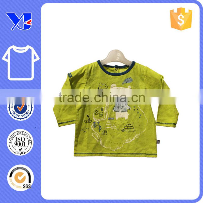 Bear map pattern back botton lovely comfortable cotton children t-shirt