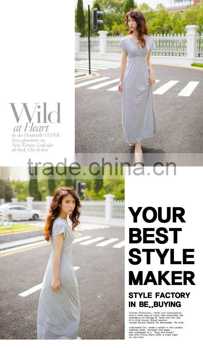 ladies elegant short sleeve v-neck dress