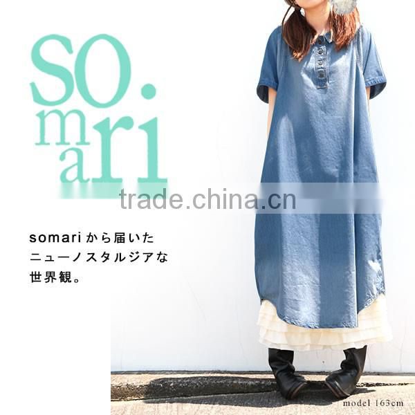 ladies dress short sleeve denim coat dress