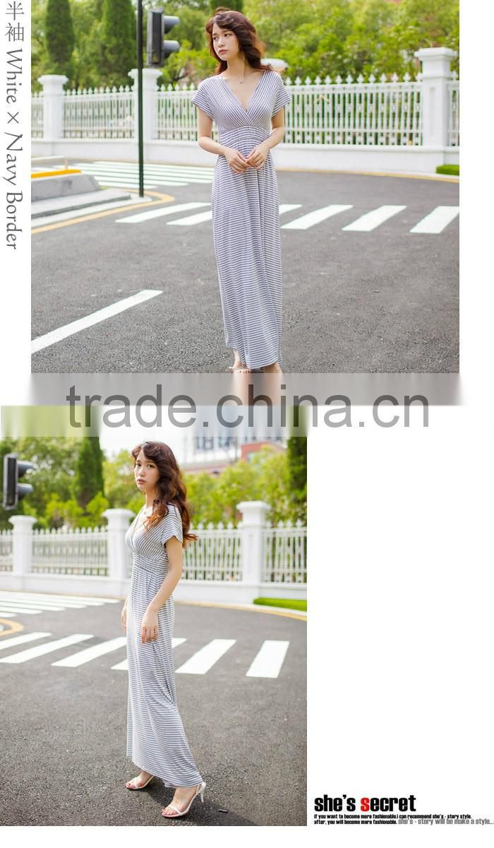 ladies elegant short sleeve v-neck dress