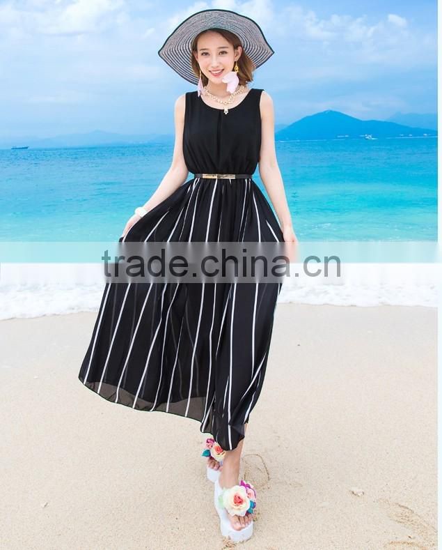 ladies sleeveless black dress&transparent long dress