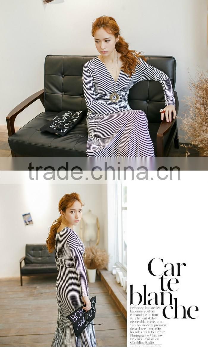 ladies elegant short sleeve v-neck dress