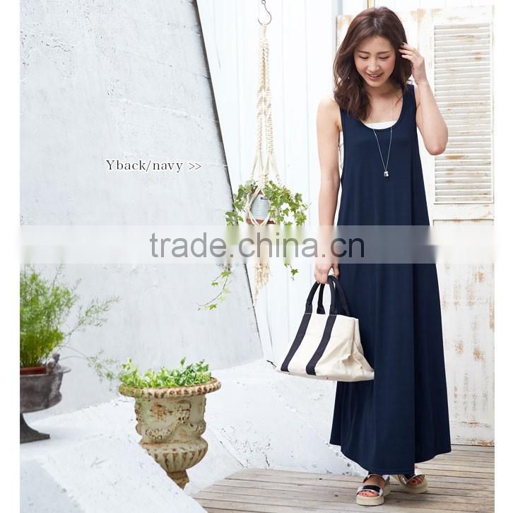 ladies plain long dress&sleeveless elegant dress