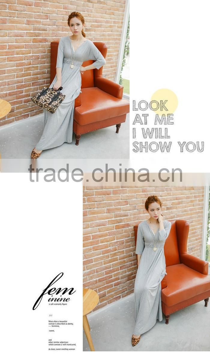 ladies elegant short sleeve v-neck dress