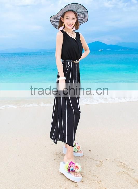 ladies sleeveless black dress&transparent long dress