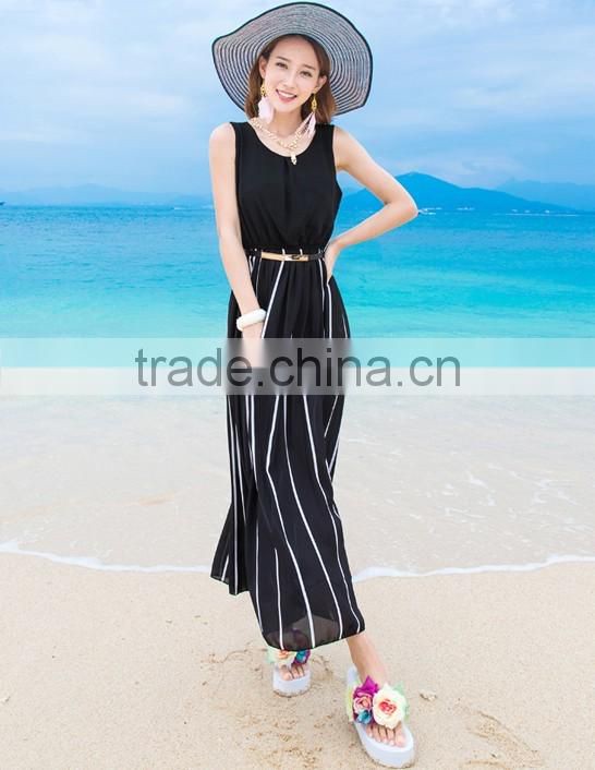 ladies sleeveless black dress&transparent long dress