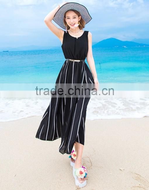 ladies sleeveless black dress&transparent long dress