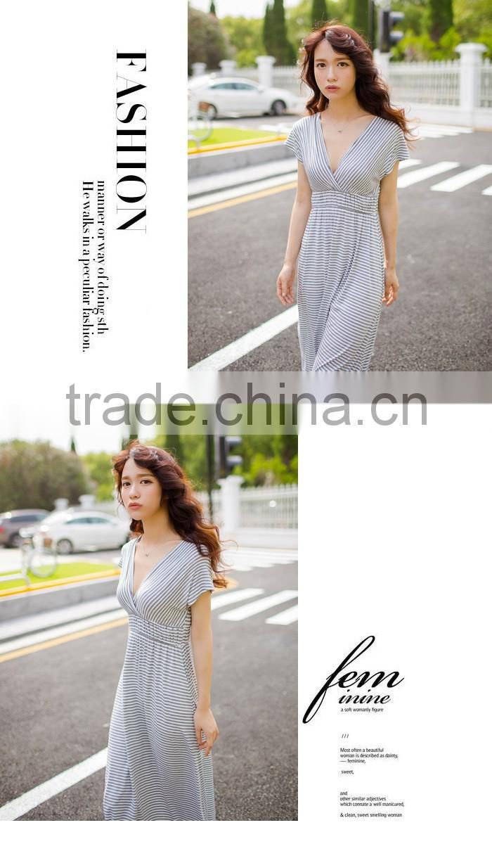 ladies elegant short sleeve v-neck dress