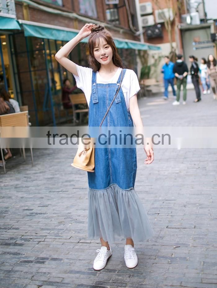 girl dress long denim skirt