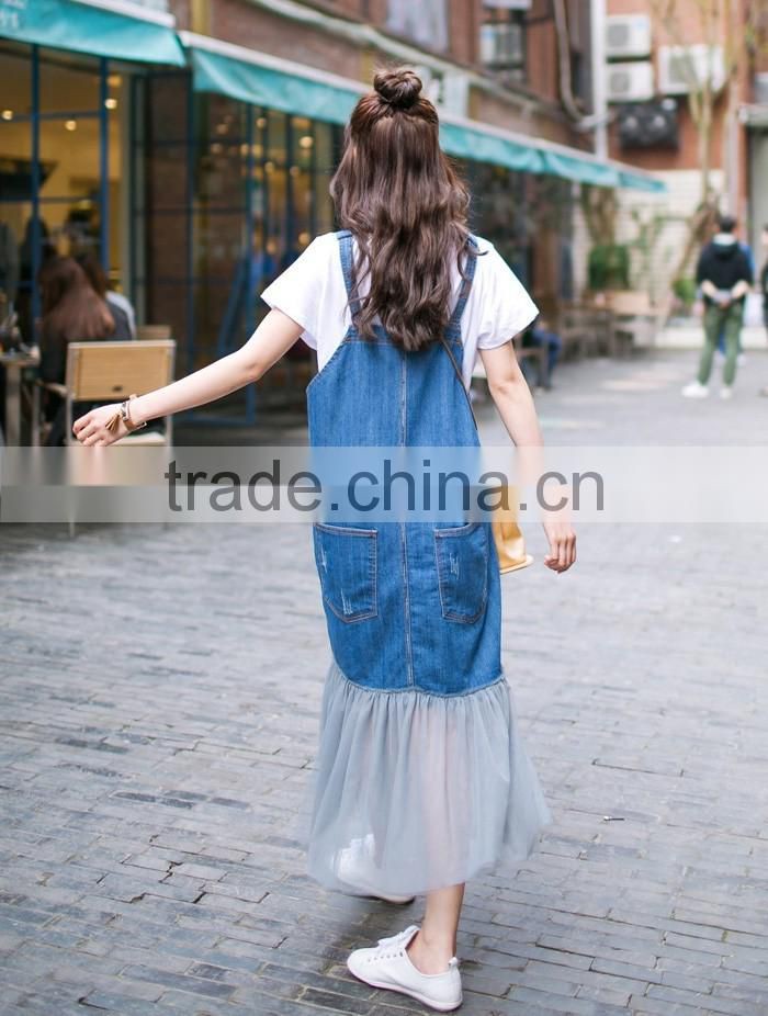 girl dress long denim skirt