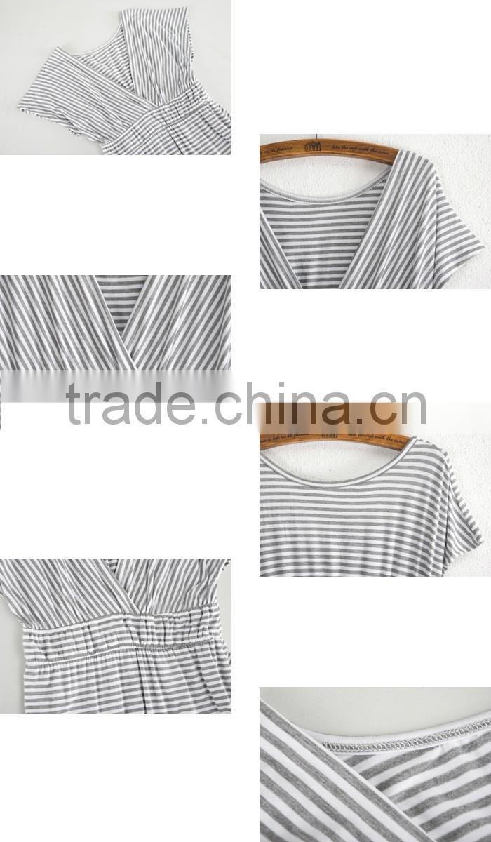 ladies elegant short sleeve v-neck dress