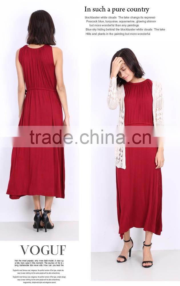 girl's wear long dress with pure color&causal wear dress