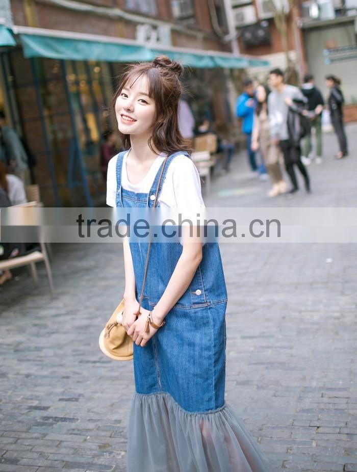 girl dress long denim skirt