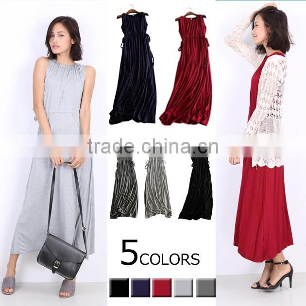 girl's wear long dress with pure color&causal wear dress