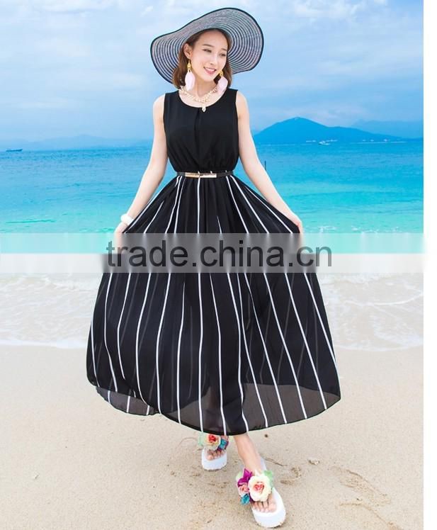 ladies sleeveless black dress&transparent long dress
