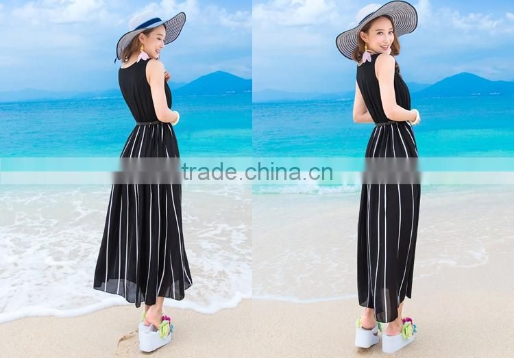 ladies sleeveless black dress&transparent long dress