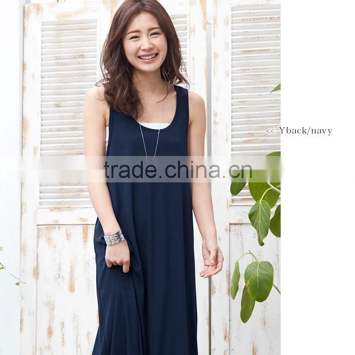 ladies plain long dress&sleeveless elegant dress