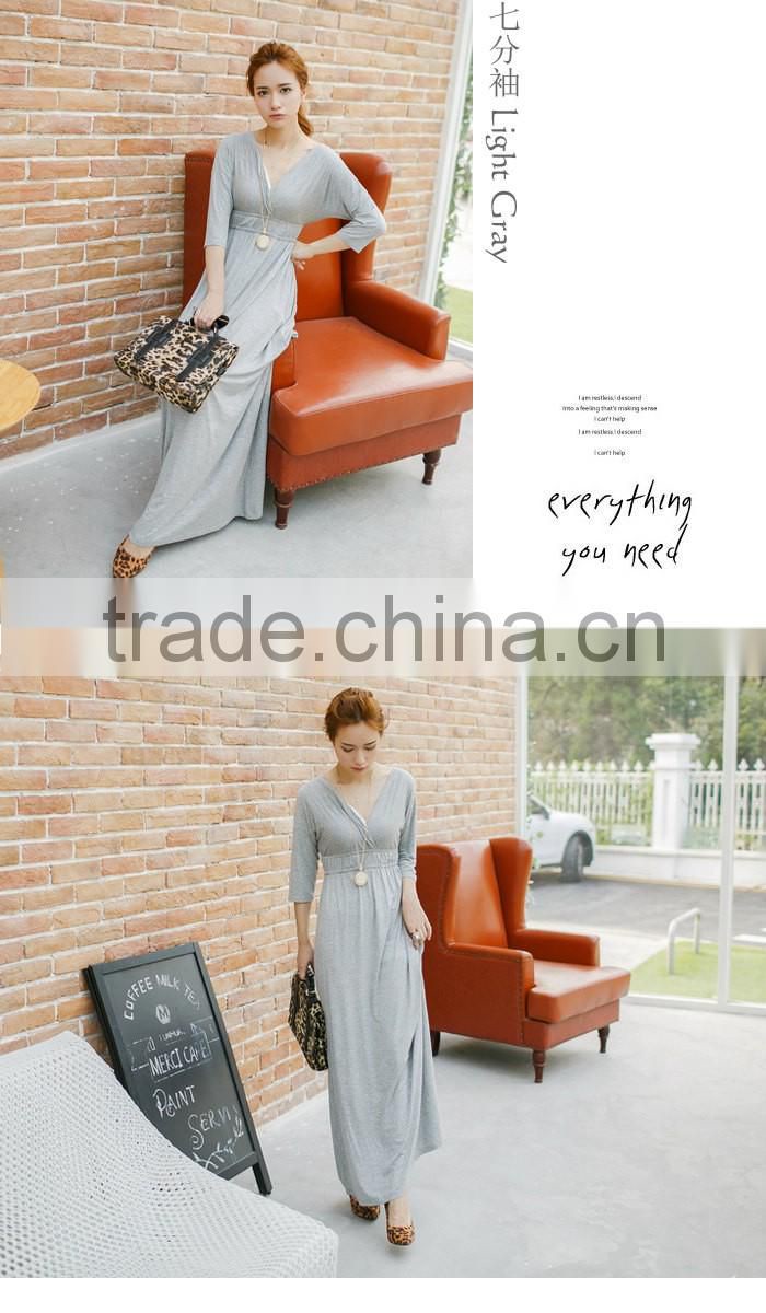 ladies elegant short sleeve v-neck dress