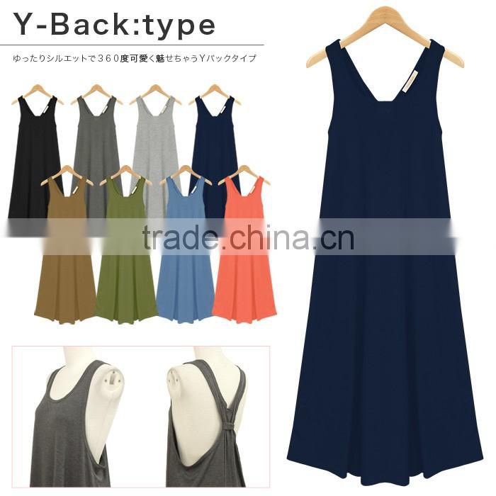 ladies plain long dress&sleeveless elegant dress