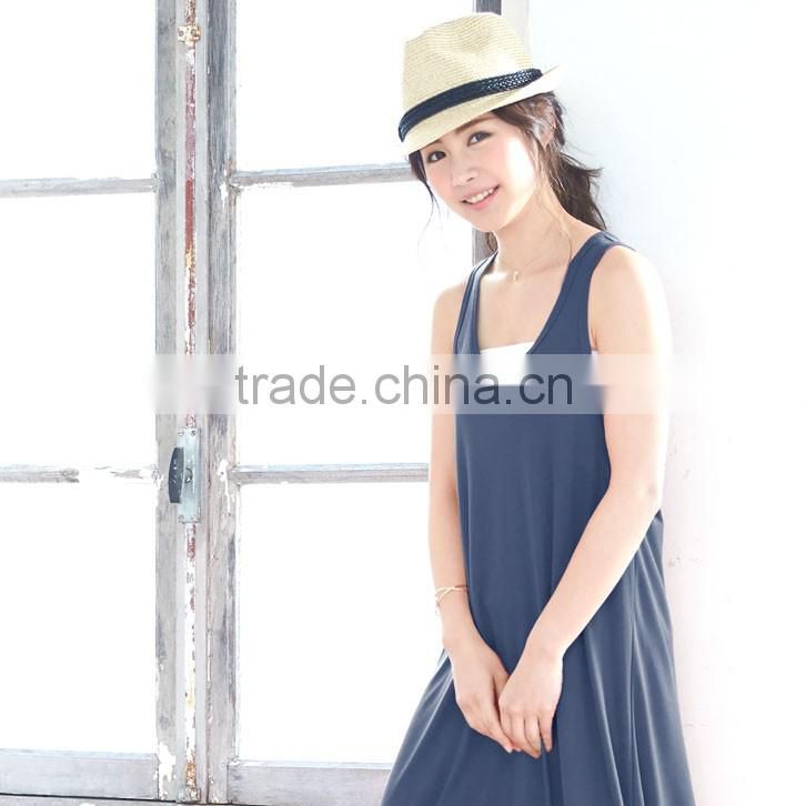 ladies plain long dress&sleeveless elegant dress