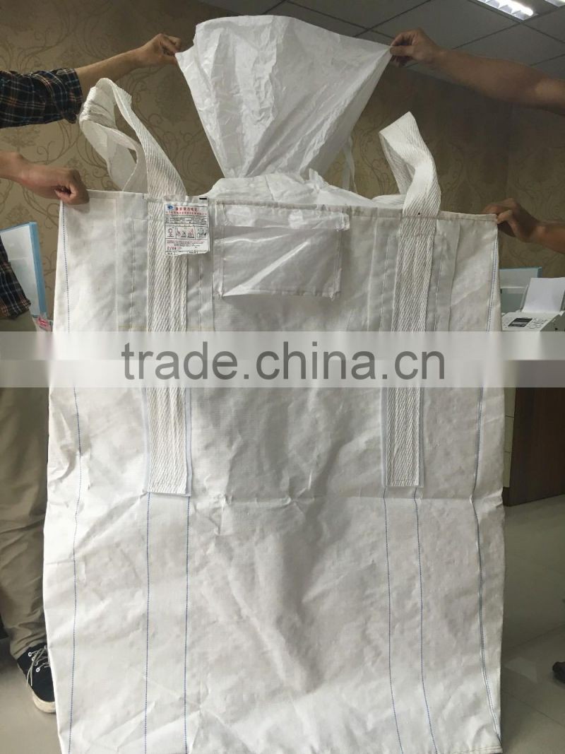 100% pp woven ton bag 1000kg for sand cement and chemical,1 ton jumbo bag, FIBC, bulk bag jute sacks