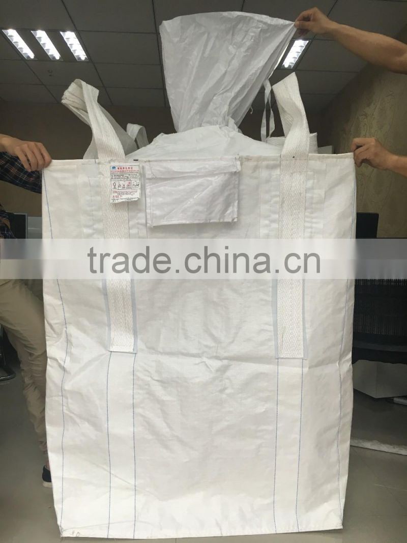 100% pp woven ton bag 1000kg for sand cement and chemical,1 ton jumbo bag, FIBC, bulk bag jute sacks