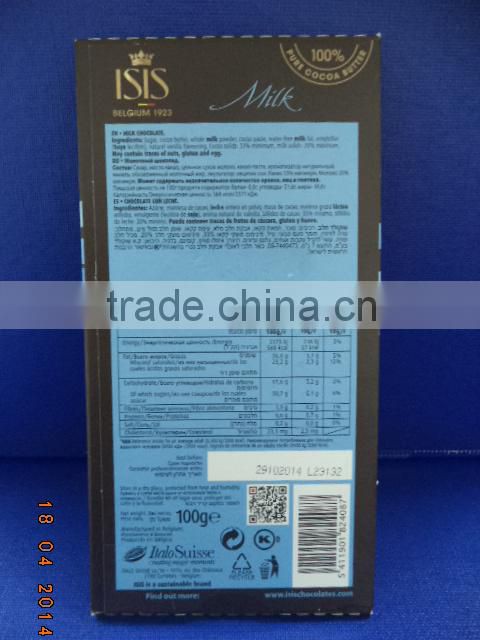 100% Pure Cocoa Butter Milk Chocolate 100g - OEM Services Welcomed FMCG products