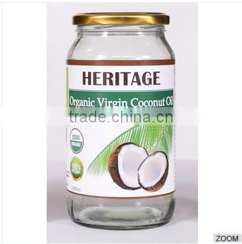 High Quality Extra Virgin Coconut Oil / Cold Pressed / Organic - 1000 ml Wide Mouth Glass Jar