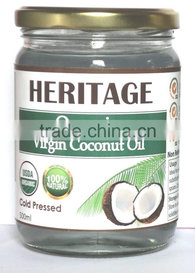 Good Quality Extra Virgin Coconut Oil / Cold Pressed / Organic - 200 ml Wide Mouth Glass Jar