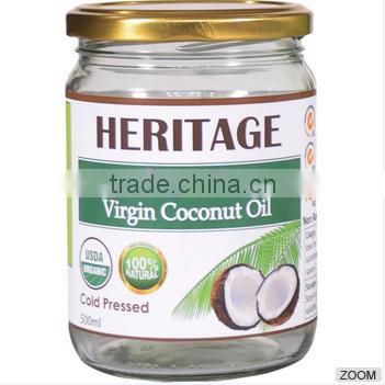 Good Quality Extra Virgin Coconut Oil / Cold Pressed / Organic - 500 ml Wide Mouth Glass Jar