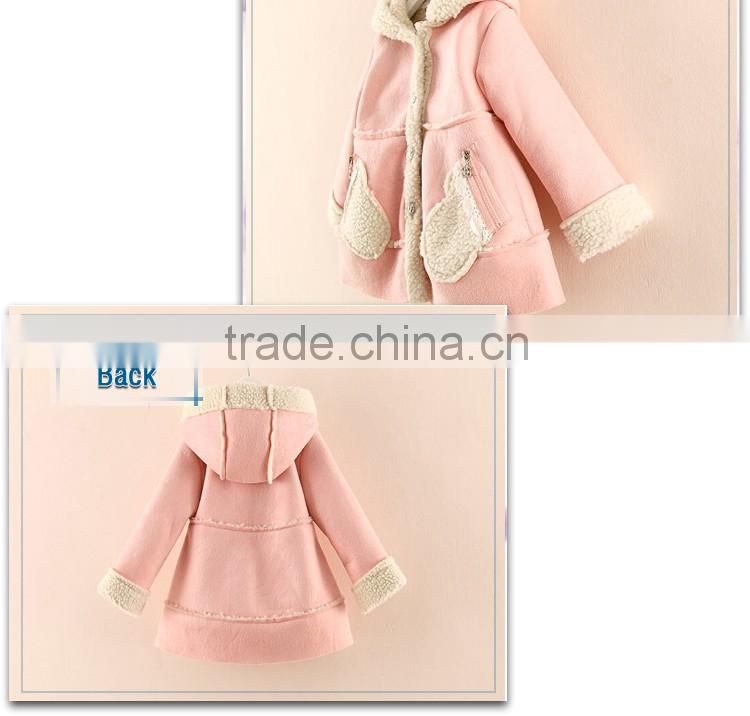 factory price kids fall boutque lovely girls suede lamb wool coat